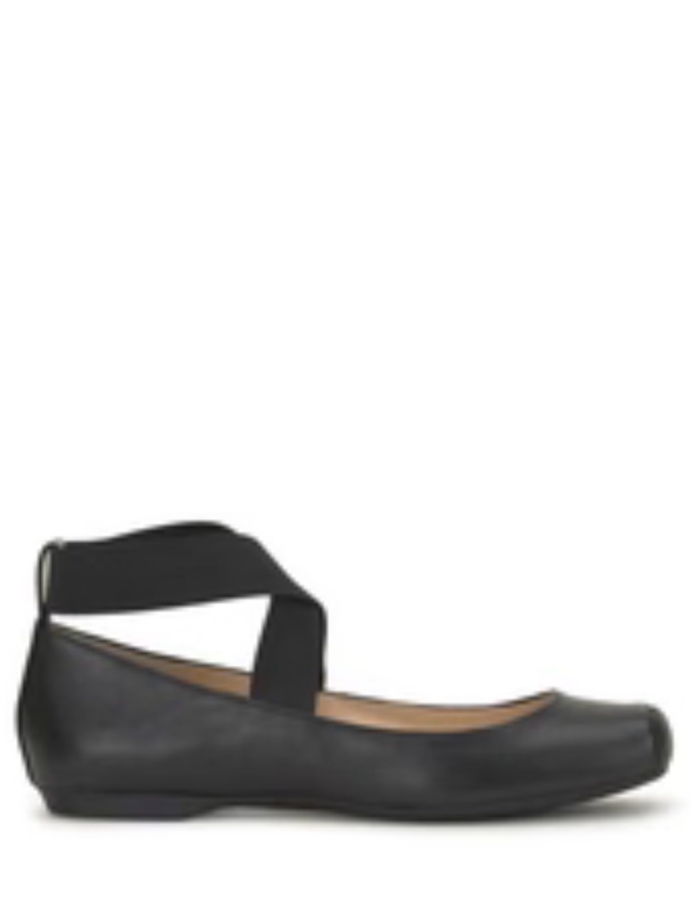 Jessica Simpson Leather Black Ballet Flat with Elastic Cross Strap Sz 7